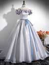 A-Line Off Shoulder Gray Satin Long Prom Dress, Gray Long Formal Dress