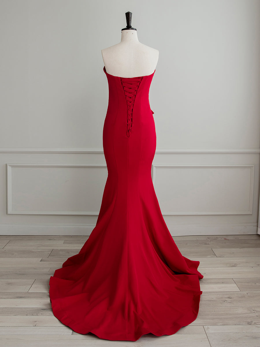 Simple Red Satin Mermaid Long Prom Dress, Red Formal Evening Dress Custom Size / Custom Color Simple Red Satin Mermaid Long Prom Dress, Red Formal Evening Dress Custom Size / Custom Color