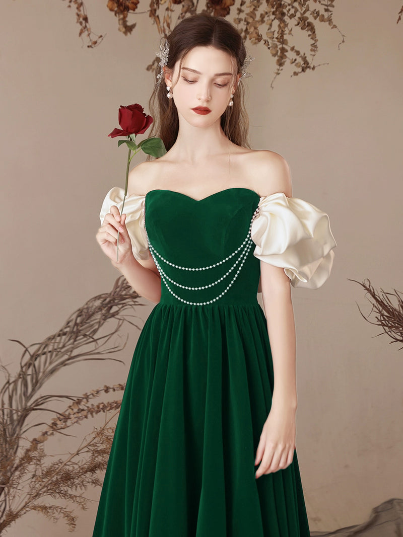A-Line Sweetheart Neck Velvet Green Long Prom Dress, Green Long Formal Dress US 6 / Green A-Line Sweetheart Neck Velvet Green Long Prom Dress, Green Long Formal Dress US 6 / Green