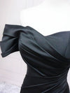 Mermaid Off Shoulder Satin Black Long Prom Dress, Black Long Formal Dress