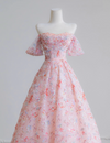 A-Line Lace Sequin Pink Long Prom Dress, Pink Long Sweet 16 Dress
