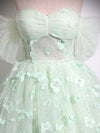 Green Sweetheart  Neck Tulle Lace Long Prom Dress, Off Shoulder Green Sweet 16 Dress