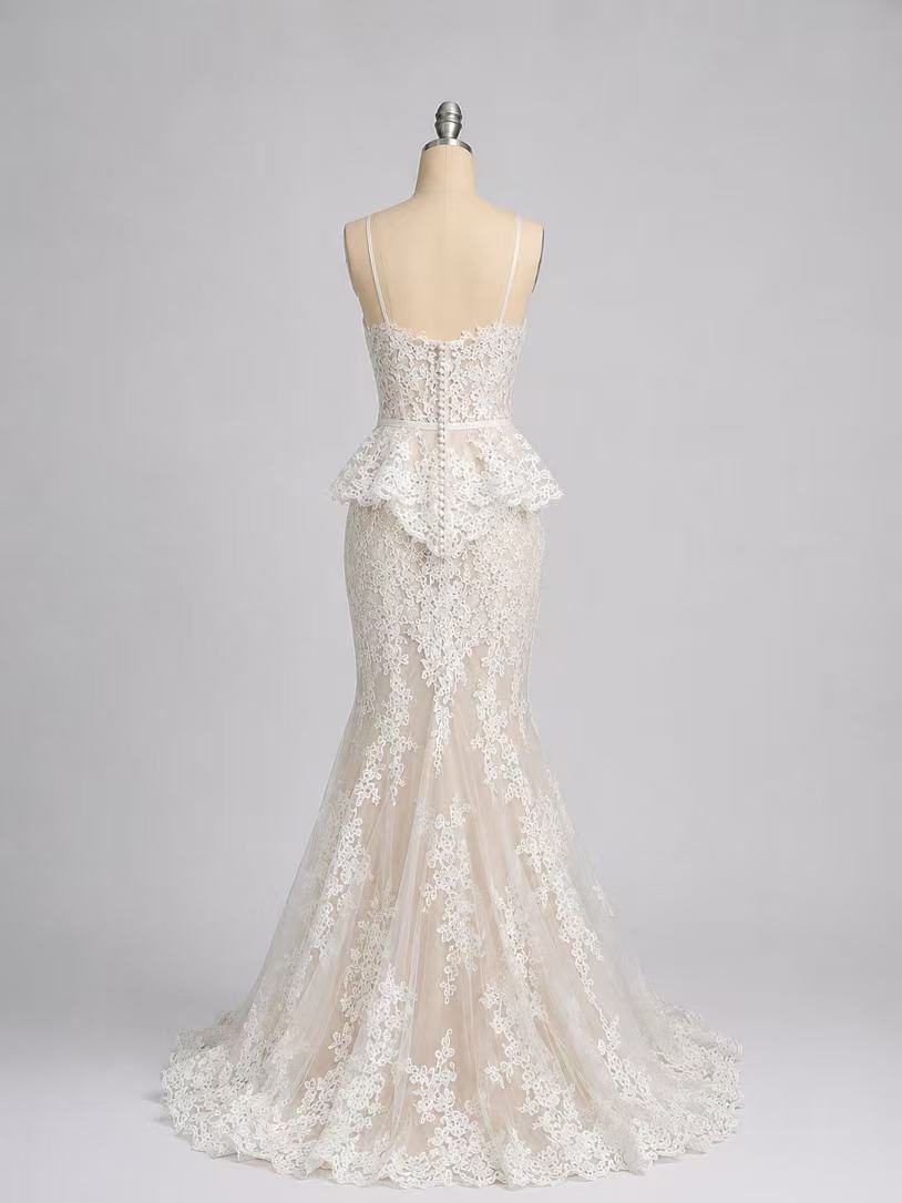 Mermaid Sweetheart Neck Tulle Lace Light Champagne Prom Dress