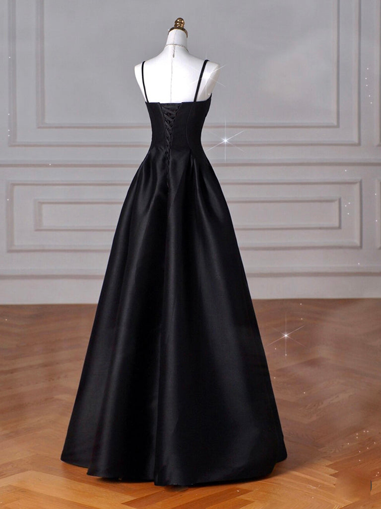 knee length dresses for ladies Emerald Green Strappy Back Slit Satin Prom Dress