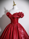 A-Line Off Shoulder Burgundy Long Prom Dress, Burgundy Long Formal Dress