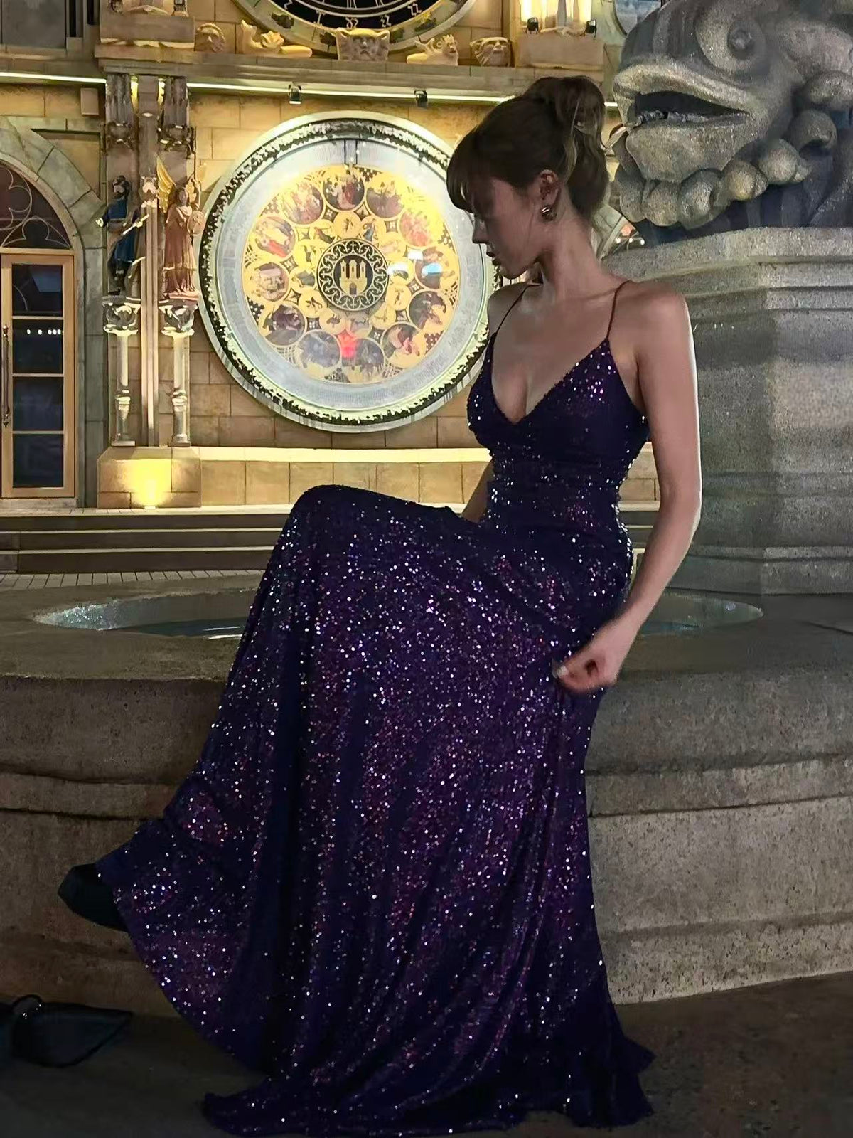 Simple Mermaid V Neck Purple Long Prom Dress, Purple Evening Dress