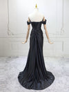 Mermaid Sweetheart Neck Satin Black Long Prom Dress