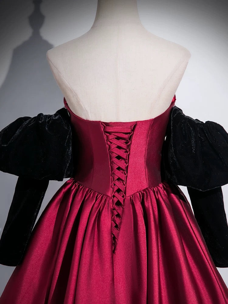 A-Line Satin Dark Red Long Prom Dress, Dark Red Evening Dress US 12 / Custom Color A-Line Satin Dark Red Long Prom Dress, Dark Red Evening Dress US 12 / Custom Color