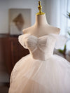 White Sweetheart Neck Tulle Lace Short Prom Dress, White Homecoming Dress