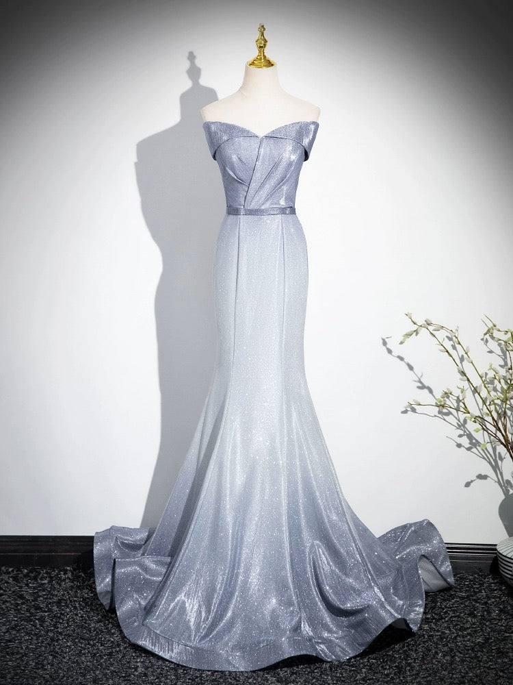 Elegant Mermaid Gray Long Prom Dress, Gray Party DressElegant Mermaid Gray Long Prom Dress, Gray Party Dress