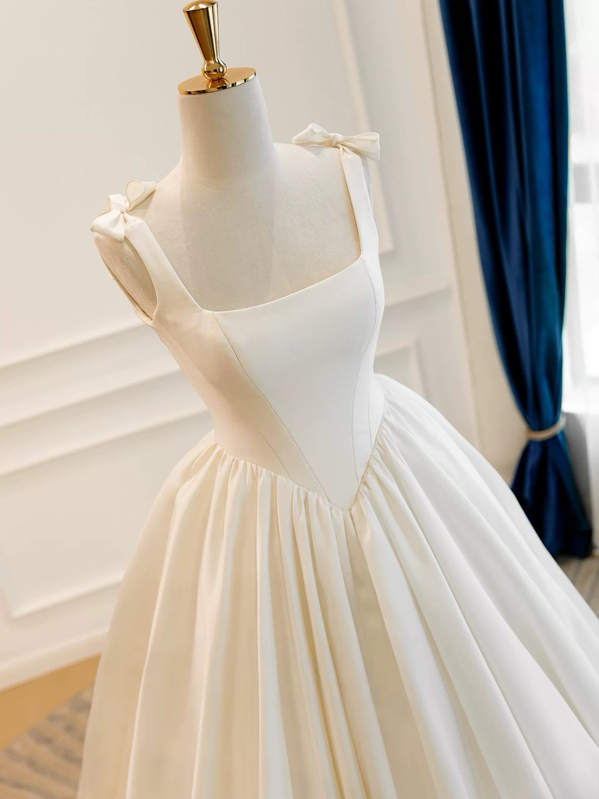 A-line Taffeta ivory Long Prom Dress, ivory Long Formal Dress