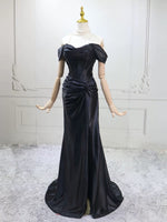 Mermaid Sweetheart Neck Satin Black Long Prom Dress