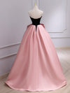 A-Line Sweetheart Neck Satin Pink Long Prom Dress, Pink Long Formal Dress
