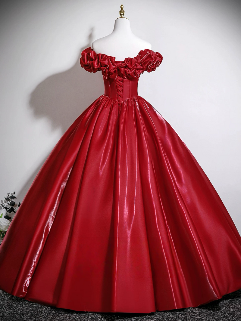 A-Line Off Shoulder Burgundy Long Prom Dress, Burgundy Long Formal Dress