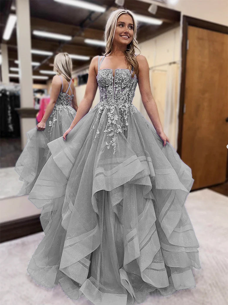 Shiny A Line Open Back Fluffy Lilac Lace Long Prom Dresses, Lilac Lace Formal Dresses, US 16 / Picture Color / With Rush+$19.99 Shiny A Line Open Back Fluffy Lilac Lace Long Prom Dresses, Lilac Lace Formal Dresses, US 16 / Picture Color / With Rush+$19.99