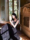 A-Line Velvet Black Long Prom Dress, Black Long Formal Dress