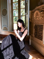 A-Line Velvet Black Long Prom Dress, Black Long Formal Dress