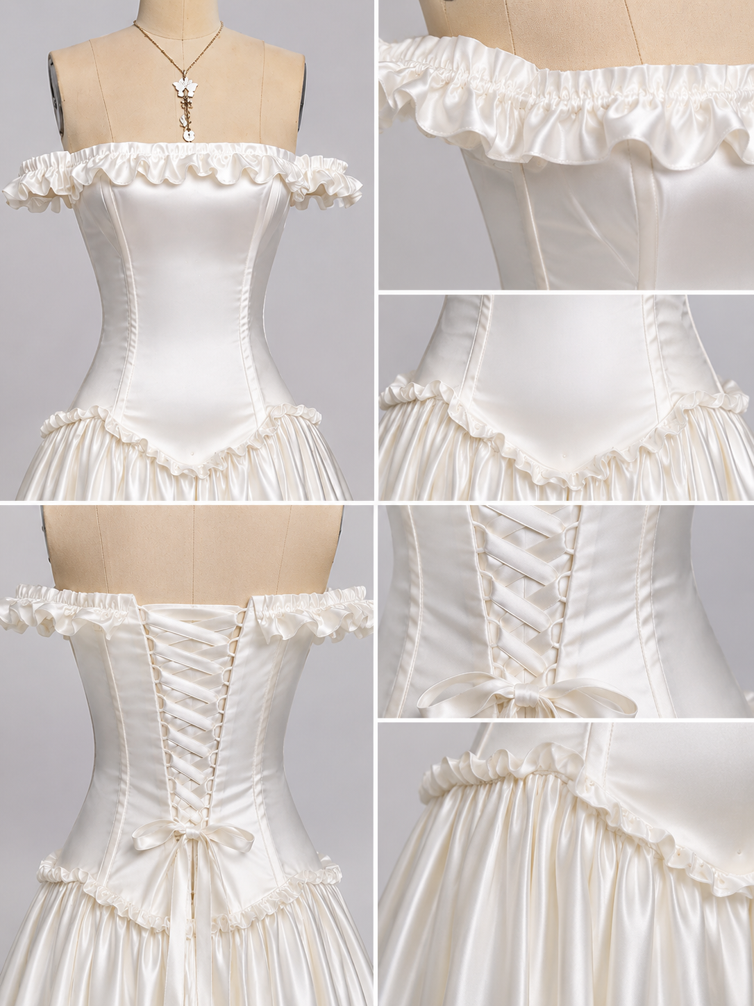 A-line Off Shoulder Satin White Long Prom Dress, White Long Formal Dress