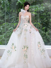 A-Line Sweetheart Neck Tulle Lace White Long Prom Dress, White Long Evening Dress