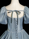 A-Line Sweetheart Neck Satin Gray Blue Long Prom Dress, Gray Blue Long Formal Dress