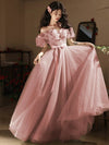 A-Line Off Shoulder Tulle Green Long Prom Dress, Green Long Formal Dress