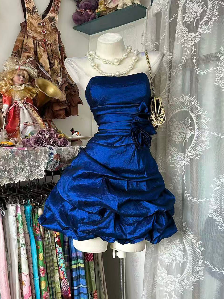 Elegant Blue Mini Irregular Short Prom Dress, Blue Homecoming Dress
