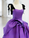 A-Line Sweetheart Neck Satin Purple Long Prom Dress, Purple Long Formal Dress