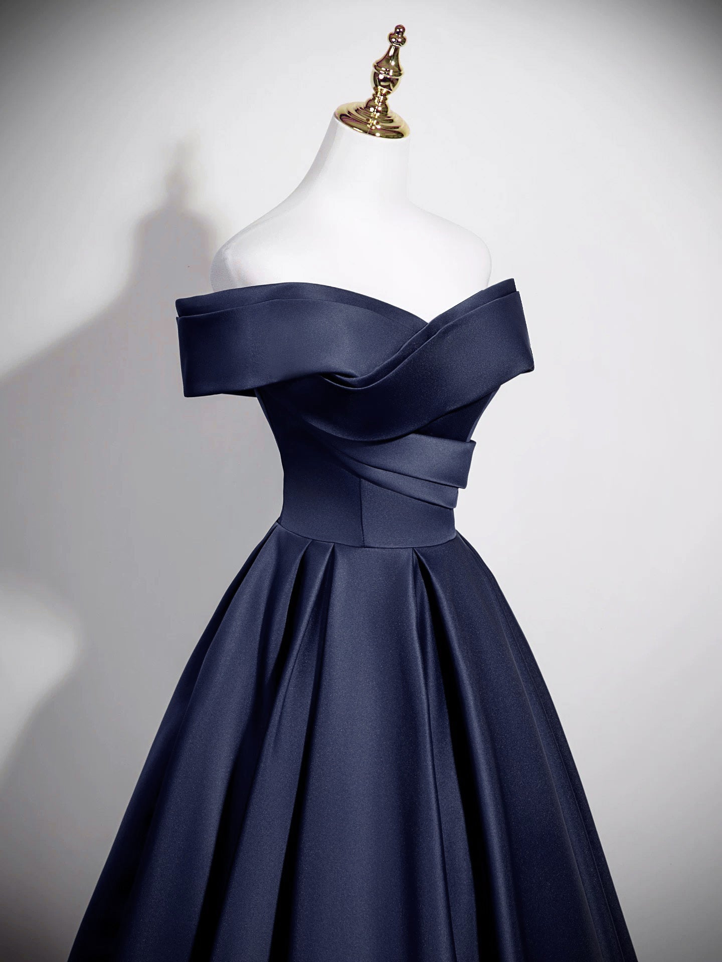 A-Line Off Shoulder Satin Dark Blue Long Prom Dress, Dark Blue Long Formal Dress US 12 / Dark Blue A-Line Off Shoulder Satin Dark Blue Long Prom Dress, Dark Blue Long Formal Dress US 12 / Dark Blue