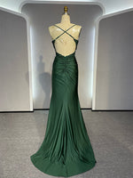 Mermaid Lace Backless Green Long Prom Dress, Green Long Formal Dress