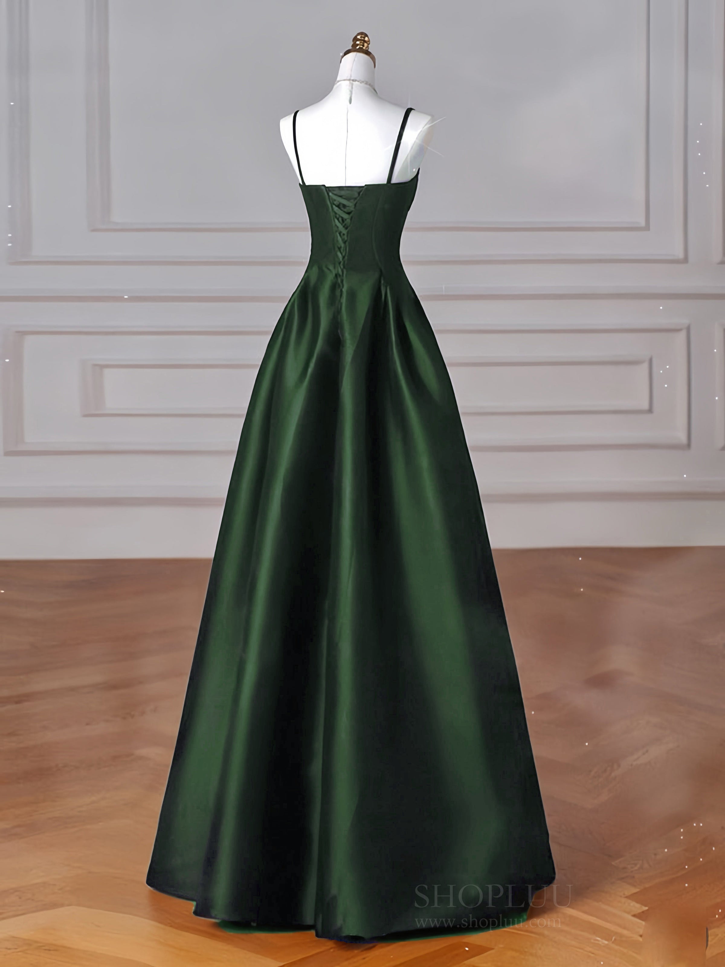 Simple A-Line Olive Green Satin Long Prom Dress, Olive Green Long Form shopluu Simple A-Line Olive Green Satin Long Prom Dress, Olive Green Long Form shopluu