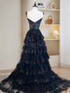 Sequin Lace Black Long Prom Dress