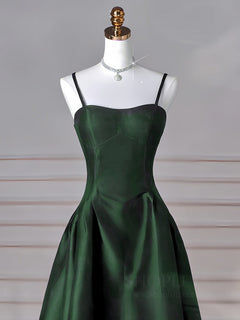 Simple A-Line Olive Green Satin Long Prom Dress, Olive Green Long Formal Dress