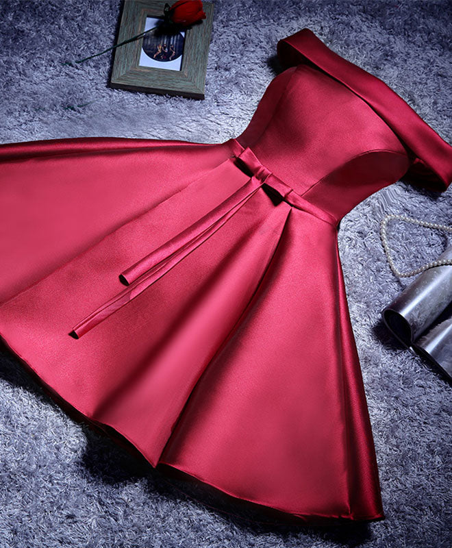 Simple A Line Satin Short Prom Dresses, Formal Bridesmaid Dresses US 2 / Champagne A