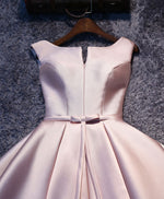Simple Pink A Line Satin Short Prom Dress, Pink Homecoming Dress