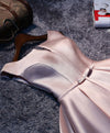 Simple Pink A Line Satin Short Prom Dress, Pink Homecoming Dress