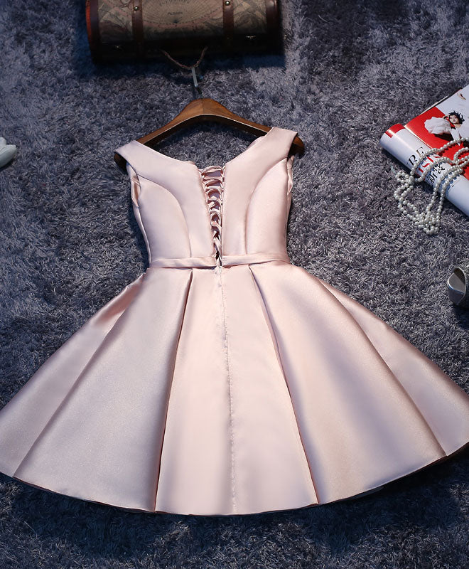 simple pink homecoming dress short pink hoco dresses 3/4 Sleeves Short Prom Dress Pink Homecoming Dress with Open Back,MH464