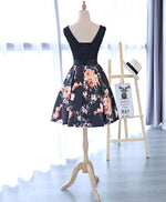 Cute V Neck Floral Pattern Short Prom Dress, Homecoming Dress