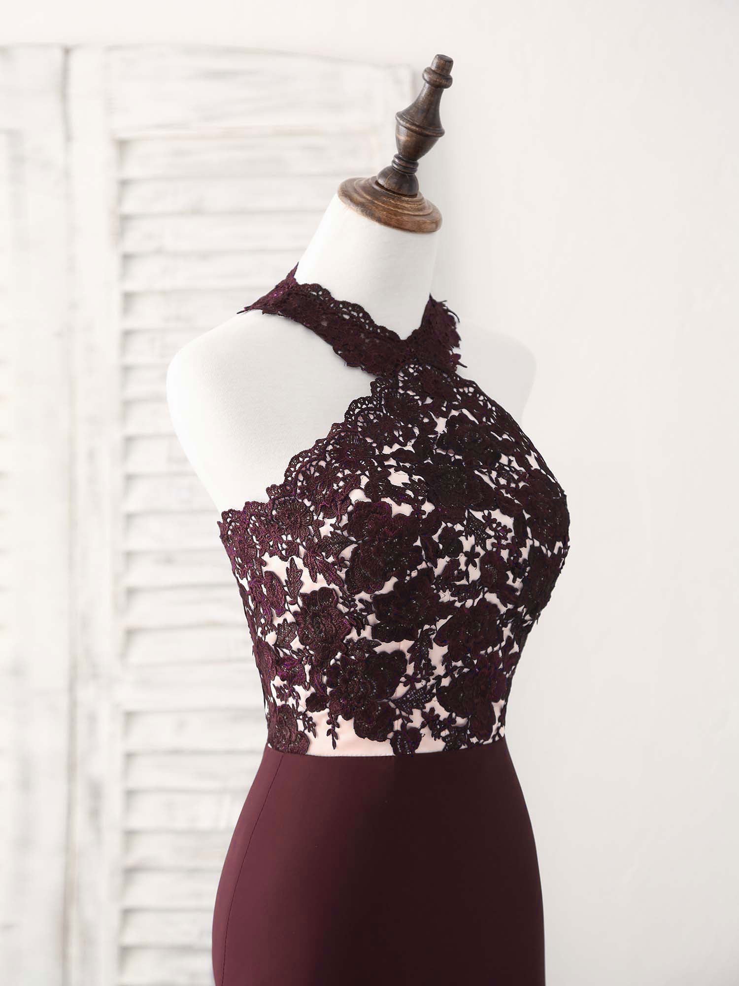 Burgundy Lace Mermaid Long Prom Dress Burgundy Bridesmaid Dress US 6 / Custom Color Burgundy Lace Mermaid Long Prom Dress Burgundy Bridesmaid Dress US 6 / Custom Color