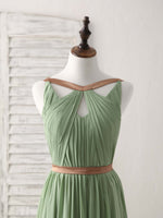 Simple Green Chiffon Long Prom Dress, Green Bridesmaid Dress