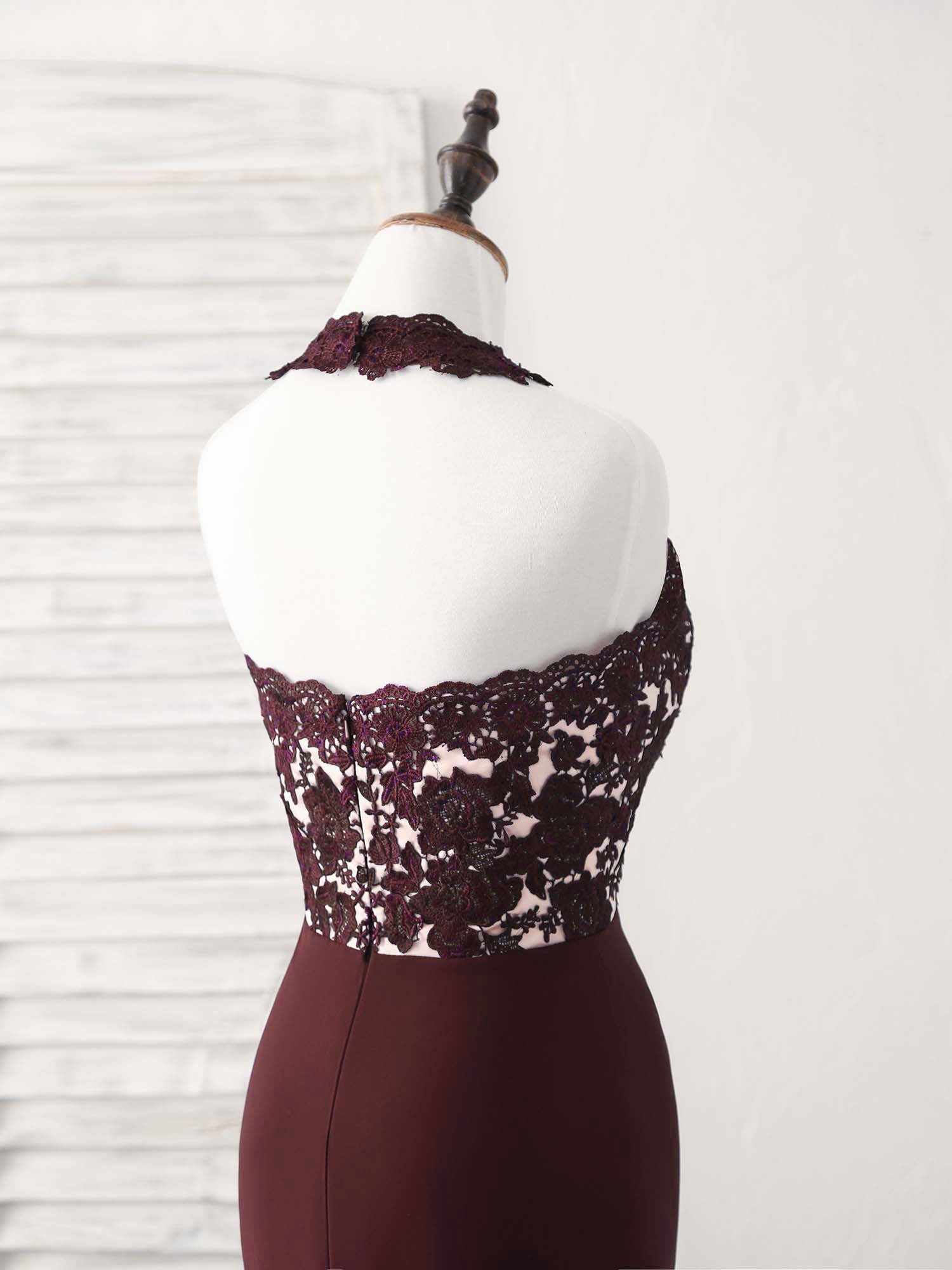 Burgundy Lace Mermaid Long Prom Dress Burgundy Bridesmaid Dress US 6 / Custom Color Burgundy Lace Mermaid Long Prom Dress Burgundy Bridesmaid Dress US 6 / Custom Color