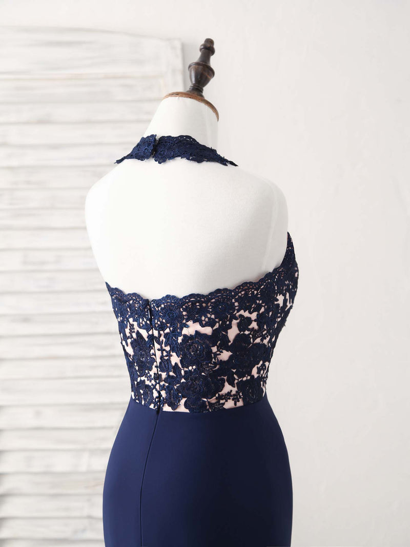 Dark Blue Lace Mermaid Long Prom Dress Mermaid Bridesmaid Dress US 6 / Custom Color Dark Blue Lace Mermaid Long Prom Dress Mermaid Bridesmaid Dress US 6 / Custom Color