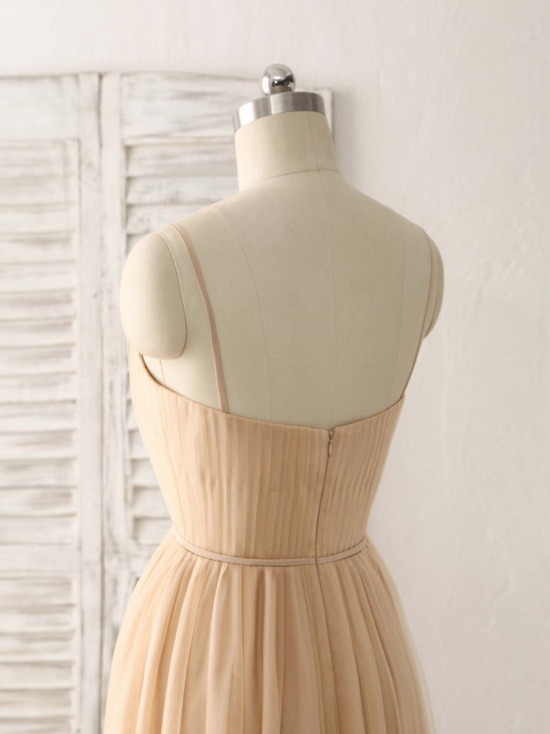 Simple V Neck Tulle Chiffon Long Prom Dress Champagne Bridesmaid Dress shopluu Simple V Neck Tulle Chiffon Long Prom Dress Champagne Bridesmaid Dress shopluu