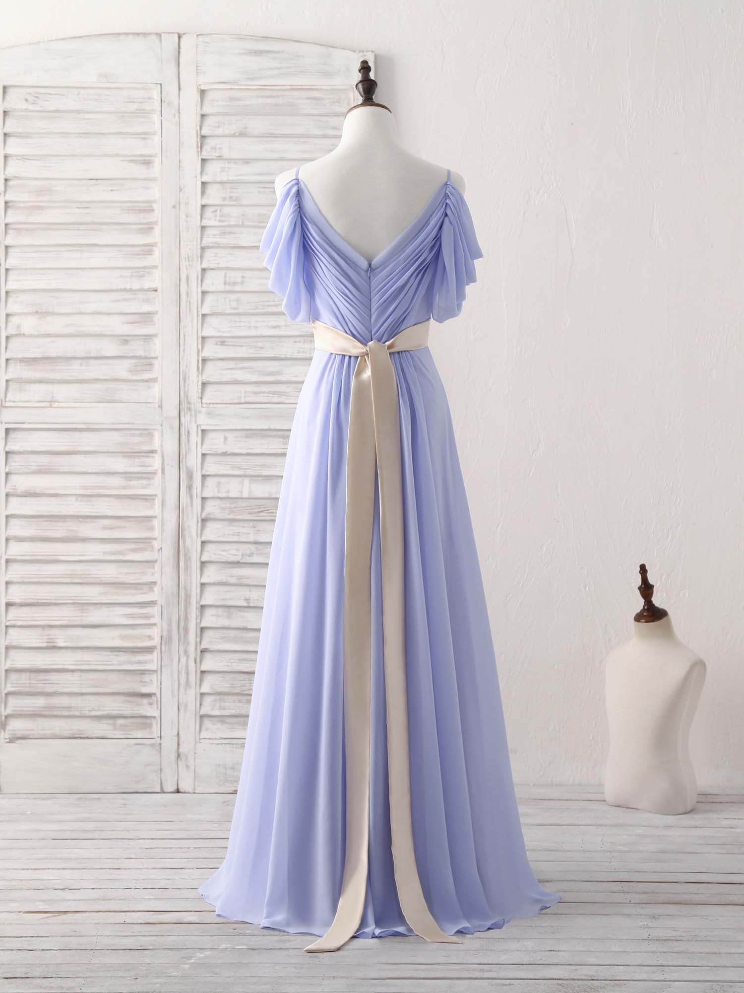 Simple V Neck Off Shoulder Chiffon Long Prom Dress Evening Dress – shopluu
