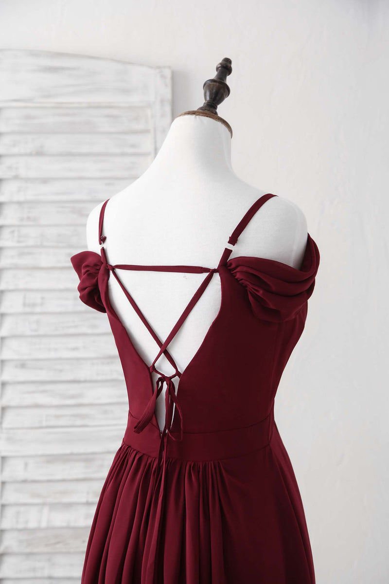 Burgundy Lace Chiffon Long Prom Dress Burgundy Bridesmaid Dress shopluu Burgundy Lace Chiffon Long Prom Dress Burgundy Bridesmaid Dress shopluu