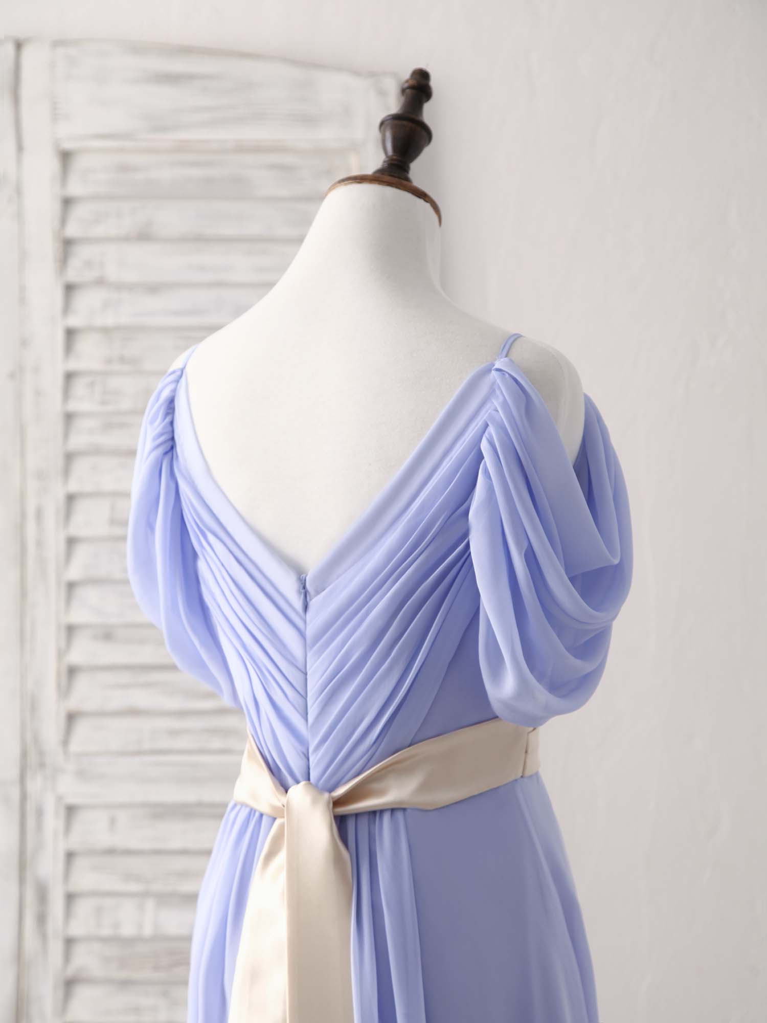 Simple V Neck Off Shoulder Chiffon Long Prom Dress Evening Dress – shopluu