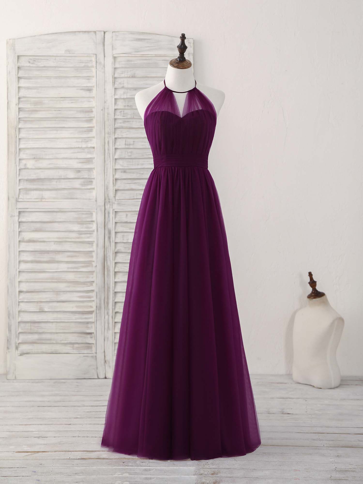 Simple Tulle A-Line Purple Long Prom Dress, Bridesmaid Dress US 8 / Custom Color Simple Tulle A-Line Purple Long Prom Dress, Bridesmaid Dress US 8 / Custom Color