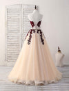 Burgundy Sweetheart Tulle Long Prom Dress, Burgundy Evening Dress