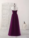 Simple Tulle A-Line Purple Long Prom Dress, Bridesmaid Dress