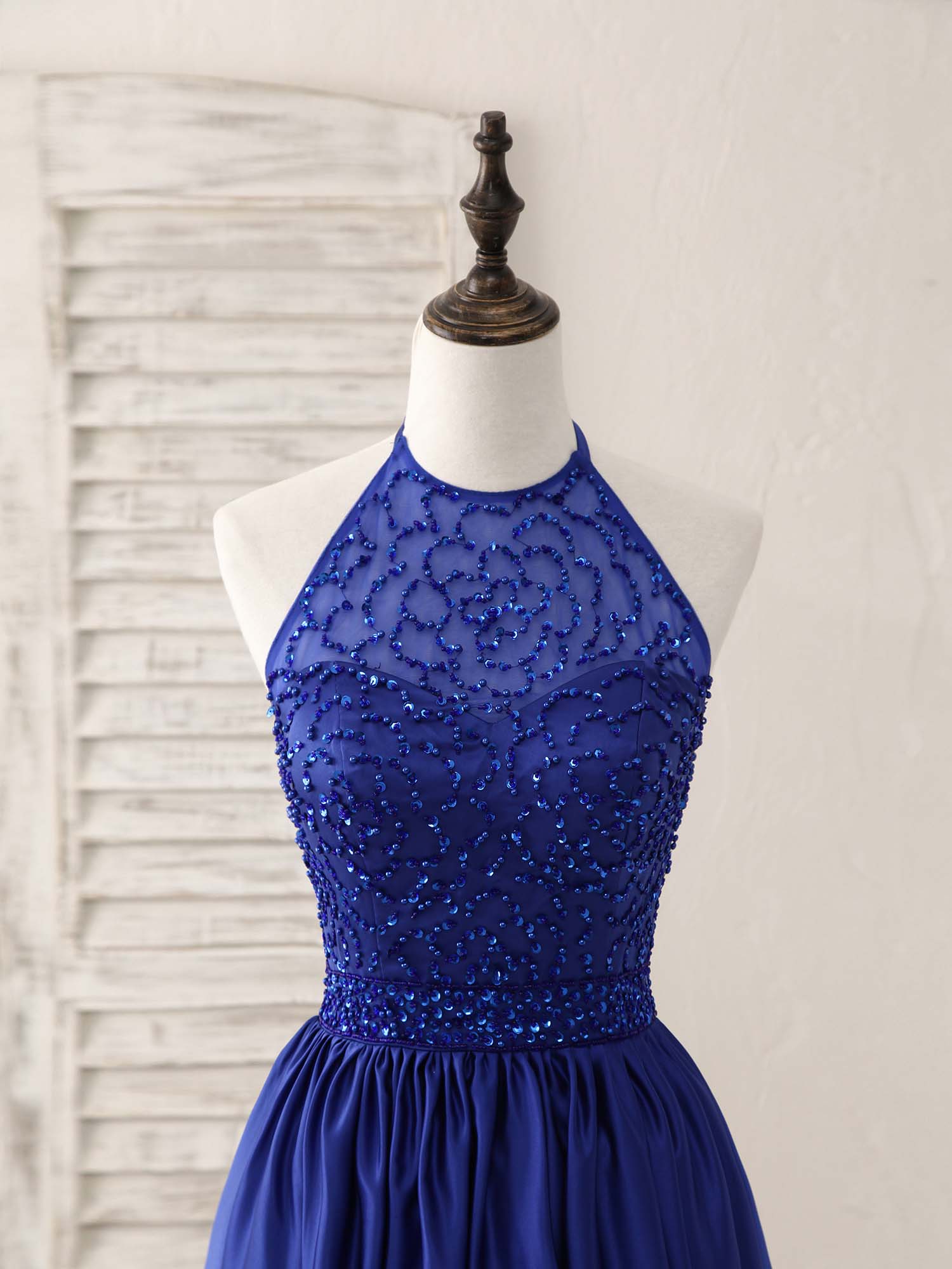 Royal Blue Satin Beads Short Prom Dress Blue Homecoming Dress Custom Size / Custom Color Royal Blue Satin Beads Short Prom Dress Blue Homecoming Dress Custom Size / Custom Color