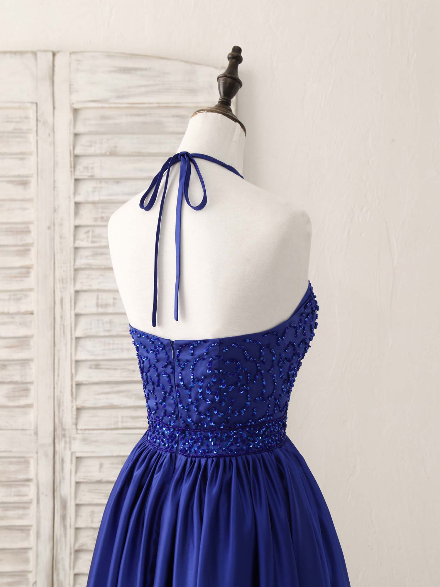 Royal Blue Satin Beads Short Prom Dress Blue Homecoming Dress Custom Size / Custom Color Royal Blue Satin Beads Short Prom Dress Blue Homecoming Dress Custom Size / Custom Color